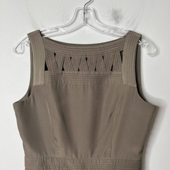 Banana Republic Women's Sheath Dress 6 Teak Brown Sleeveless Caged Knee Length - Picture 3 of 10